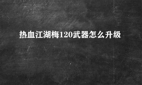 热血江湖梅120武器怎么升级