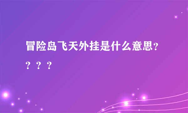 冒险岛飞天外挂是什么意思？？？？