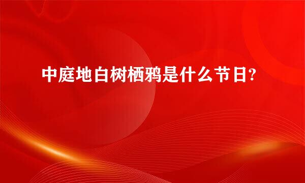 中庭地白树栖鸦是什么节日?