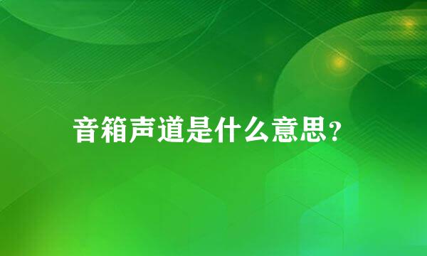 音箱声道是什么意思？