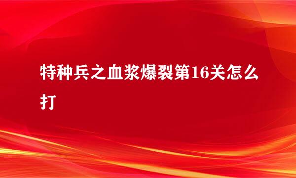 特种兵之血浆爆裂第16关怎么打