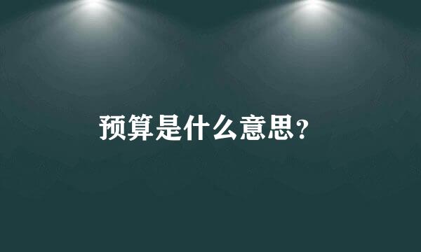 预算是什么意思？