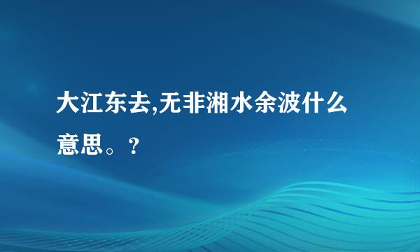 大江东去,无非湘水余波什么意思。？