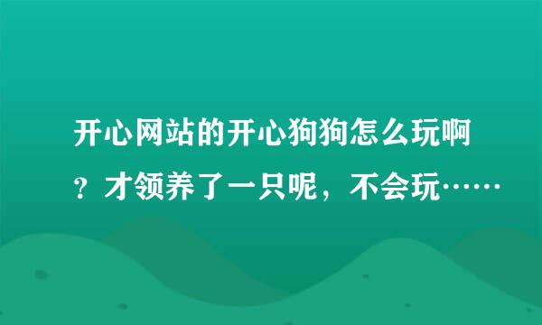 开心网站的开心狗狗怎么玩啊？才领养了一只呢，不会玩……