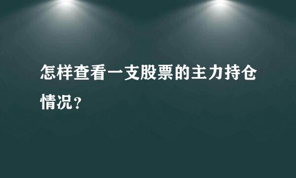 怎样查看一支股票的主力持仓情况？