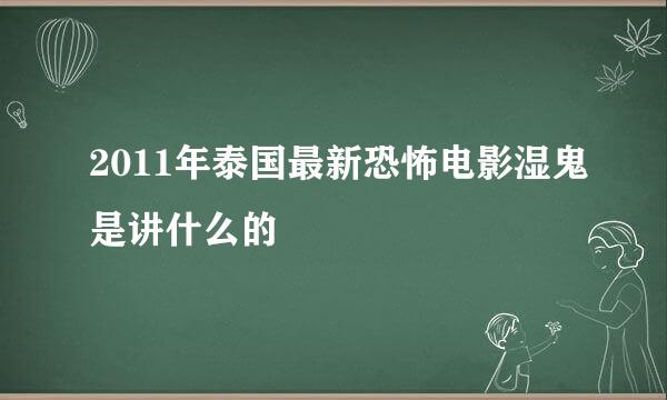 2011年泰国最新恐怖电影湿鬼是讲什么的