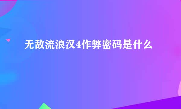 无敌流浪汉4作弊密码是什么