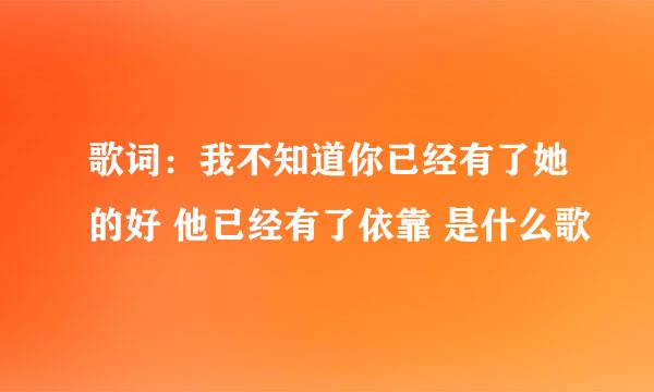 歌词：我不知道你已经有了她的好 他已经有了依靠 是什么歌