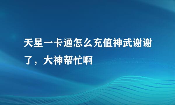 天星一卡通怎么充值神武谢谢了，大神帮忙啊