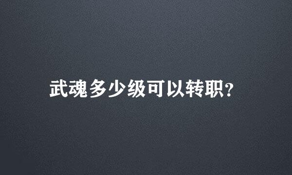 武魂多少级可以转职？