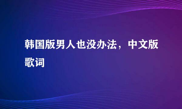 韩国版男人也没办法，中文版歌词