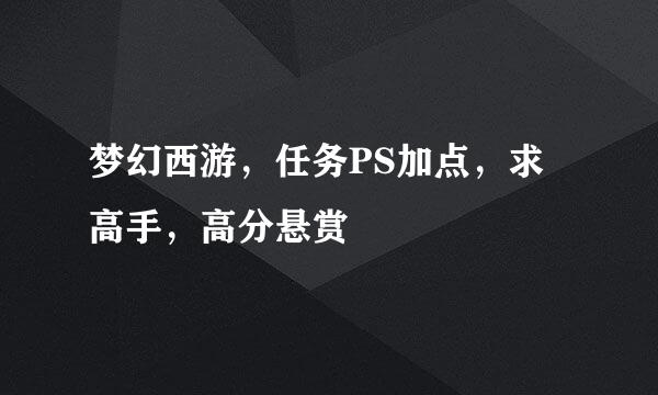 梦幻西游，任务PS加点，求高手，高分悬赏