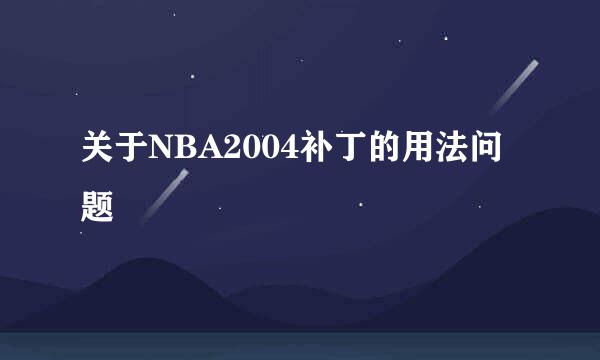 关于NBA2004补丁的用法问题