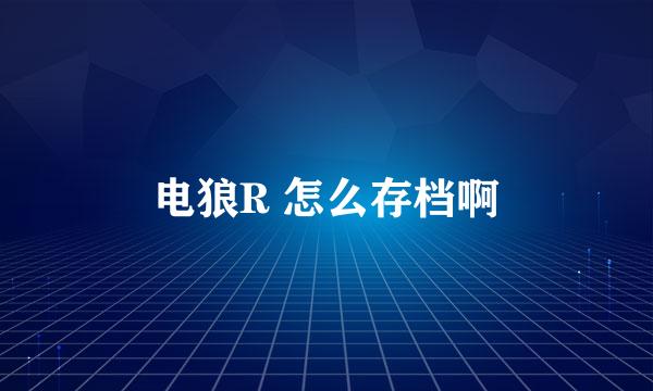 电狼R 怎么存档啊