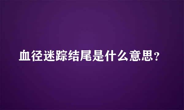 血径迷踪结尾是什么意思？