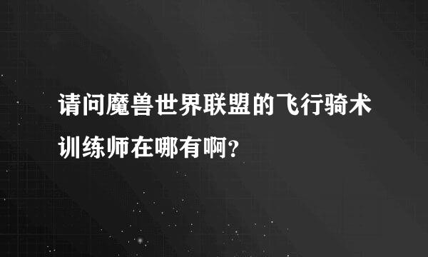 请问魔兽世界联盟的飞行骑术训练师在哪有啊？