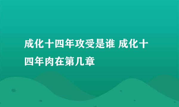 成化十四年攻受是谁 成化十四年肉在第几章