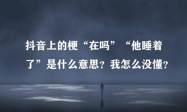 抖音上的梗“在吗”“他睡着了”是什么意思？我怎么没懂？