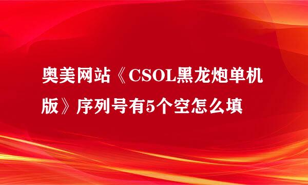 奥美网站《CSOL黑龙炮单机版》序列号有5个空怎么填