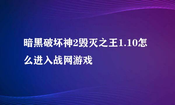 暗黑破坏神2毁灭之王1.10怎么进入战网游戏