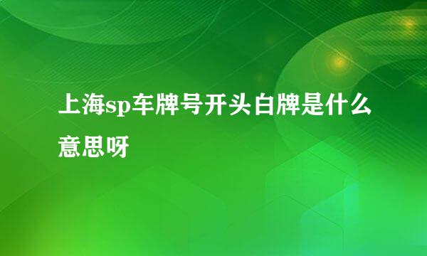 上海sp车牌号开头白牌是什么意思呀