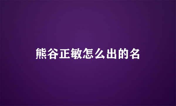 熊谷正敏怎么出的名