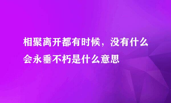 相聚离开都有时候，没有什么会永垂不朽是什么意思