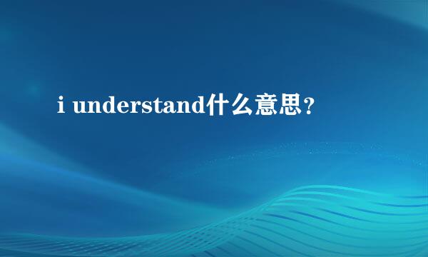 i understand什么意思？