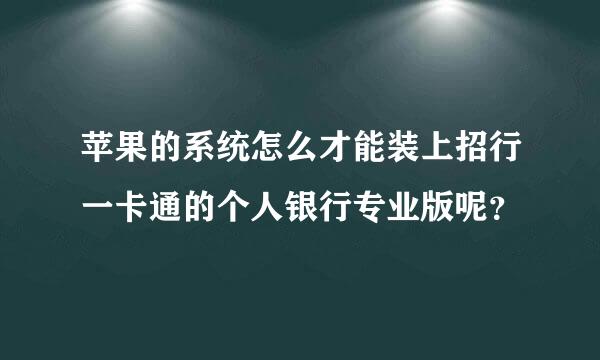 苹果的系统怎么才能装上招行一卡通的个人银行专业版呢？