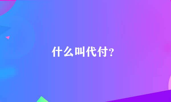 什么叫代付？