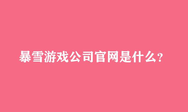 暴雪游戏公司官网是什么？