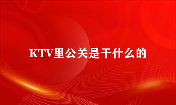 KTV里公关是干什么的