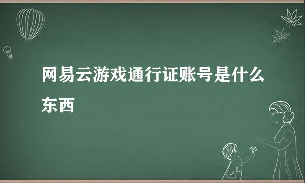 网易云游戏通行证账号是什么东西