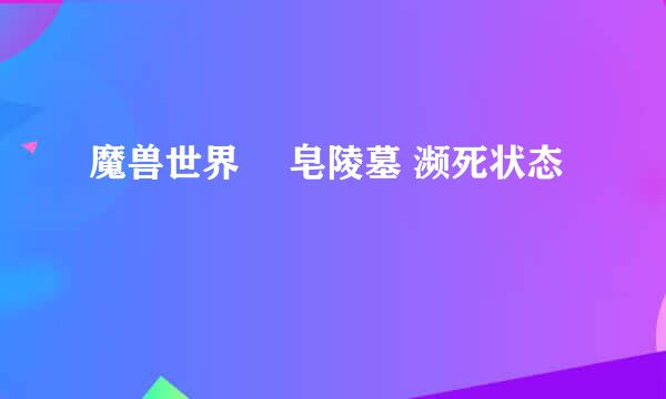 魔兽世界 砮皂陵墓 濒死状态