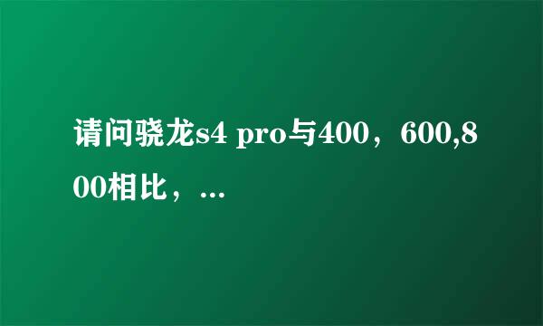 请问骁龙s4 pro与400，600,800相比，是处于一个什么级别？