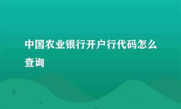 中国农业银行开户行代码怎么查询