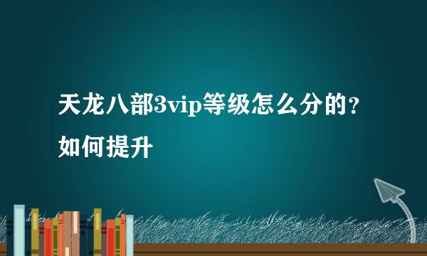 天龙八部3vip等级怎么分的？如何提升