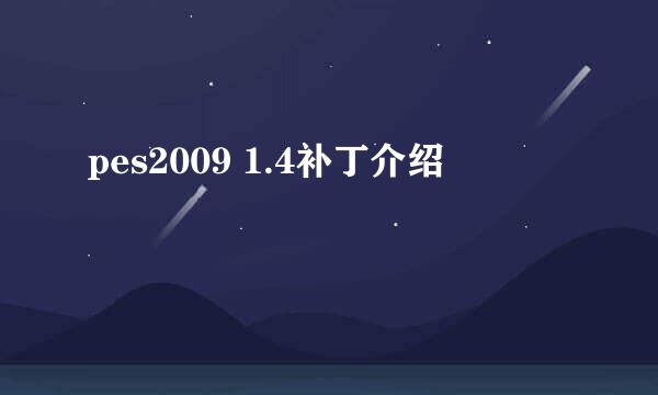 pes2009 1.4补丁介绍