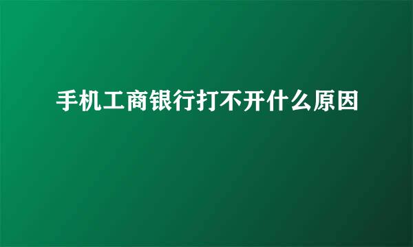 手机工商银行打不开什么原因