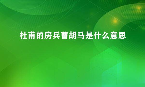 杜甫的房兵曹胡马是什么意思