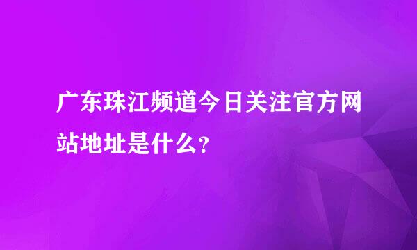 广东珠江频道今日关注官方网站地址是什么？