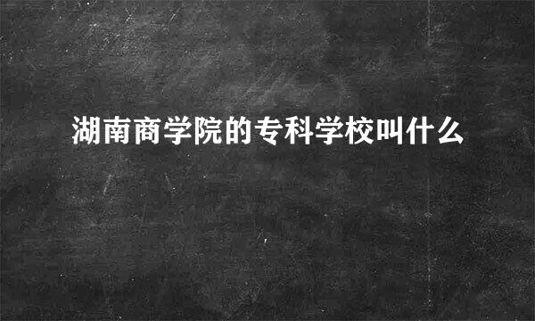 湖南商学院的专科学校叫什么