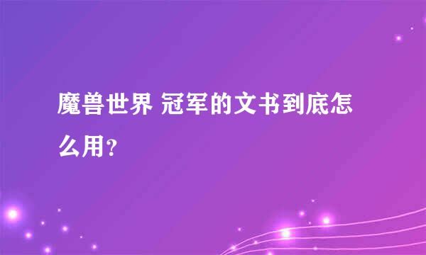 魔兽世界 冠军的文书到底怎么用？