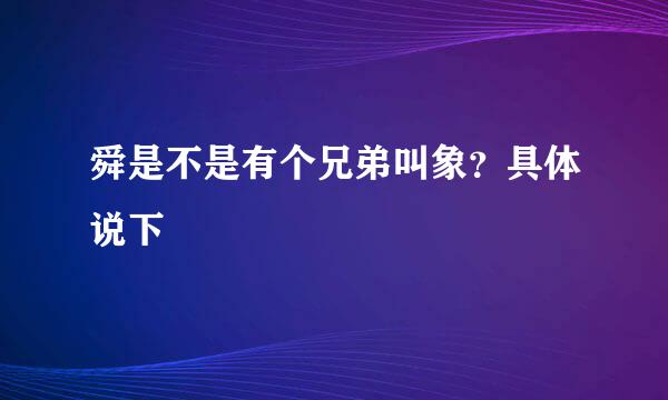 舜是不是有个兄弟叫象？具体说下