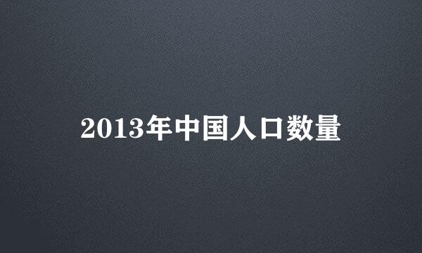 2013年中国人口数量