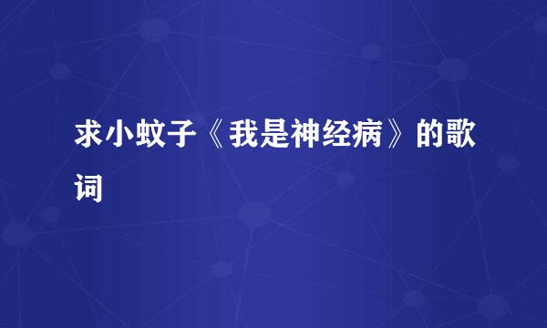 求小蚊子《我是神经病》的歌词