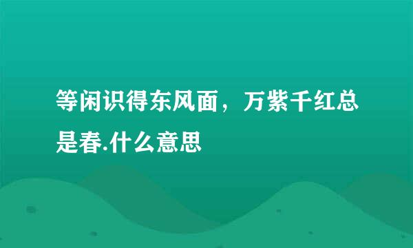 等闲识得东风面，万紫千红总是春.什么意思