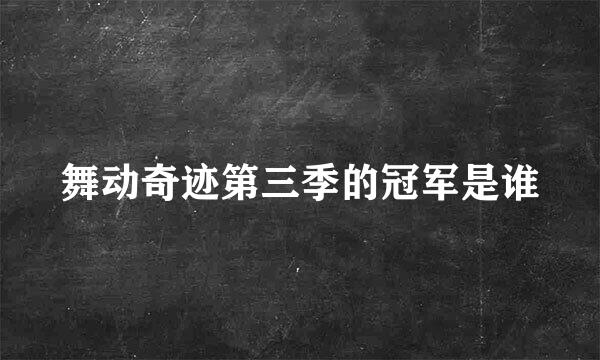 舞动奇迹第三季的冠军是谁