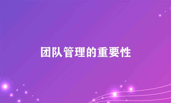 团队管理的重要性