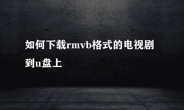 如何下载rmvb格式的电视剧到u盘上